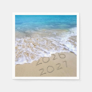Frohes Neues Jahr 2027 Ocean Beach  Serviette