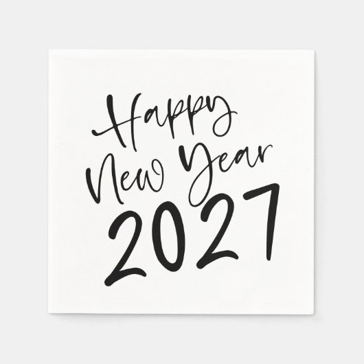 Frohes Neues Jahr 2027 Schrift  Serviette (Vorderseite)