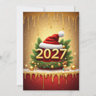 Frohes neues Jahr 2027 Weihnachts-Feiertags-Design Einladung