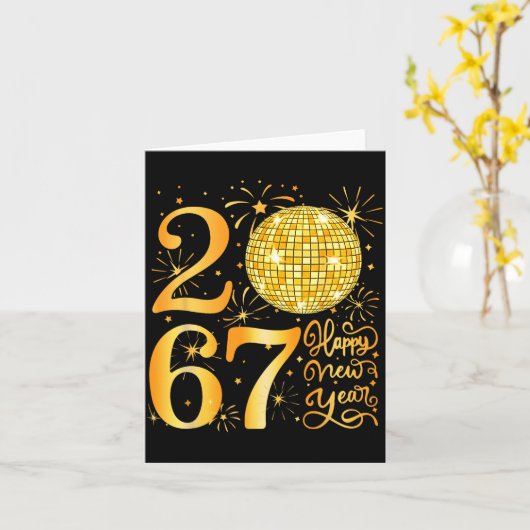 Frohes neues Jahr 2067 Lustig 67 Sechs Sieben Meme Karte (Gelbe Blume)