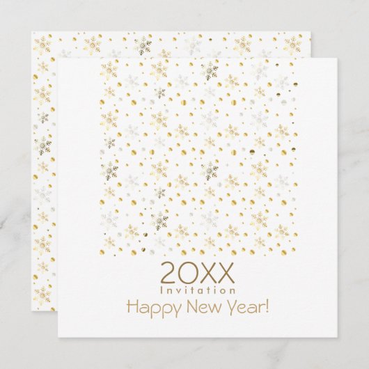 Frohes Neues Jahr 20XX & Gold Weihnachtsdekoration Einladung (Vorne/Hinten)