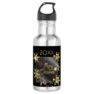Frohes neues Jahr 20XX & Luxus Weihnachten Gold Edelstahlflasche