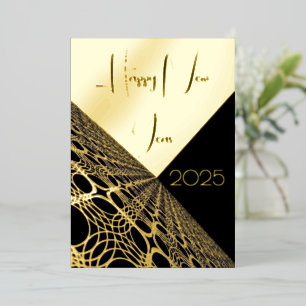 Frohes neues Jahr 20xx moderne goldene Stickerei a Folieneinladung