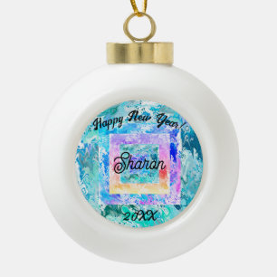 Frohes neues Jahr Abstrakte Kunst Familie Keramik Kugel-Ornament