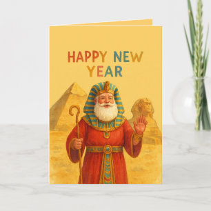 Frohes neues Jahr ägyptischer Pharao Santa Lustige Karte