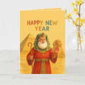 Frohes neues Jahr ägyptischer Pharao Santa Lustige Karte (Gelbe Blume)