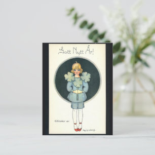 Frohes neues Jahr - altskandinavisch - Retro Feiertagspostkarte