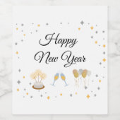 Frohes neues Jahr auf dem weißen Etikett (Einzelnes Label)