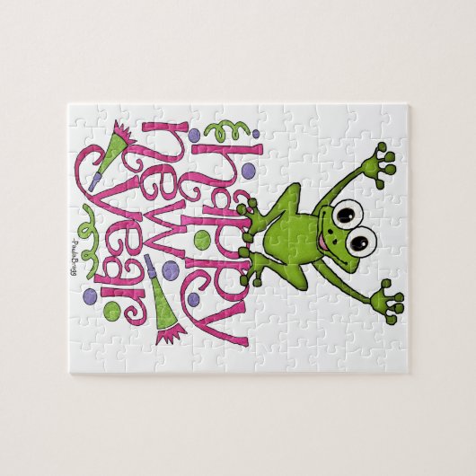Frohes neues Jahr aus Frisky der Frosch Puzzle (Horizontal)