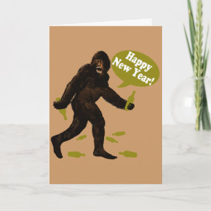 Frohes Neues Jahr Bigfoot Feiertagskarte