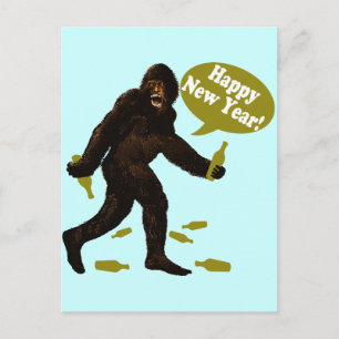 Frohes Neues Jahr Bigfoot Feiertagspostkarte