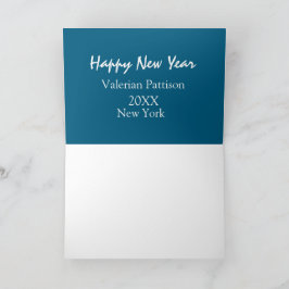Frohes neues Jahr blau Name Ort Jahr Boho einfach Dankeskarte