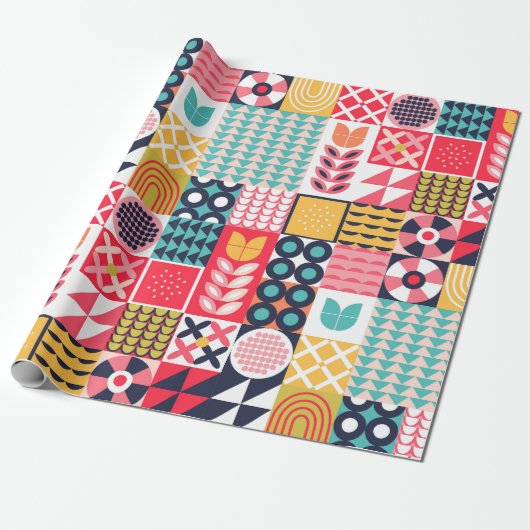 Frohes neues Jahr: Bold Geometric Geschenkpapier (Ungerollt)