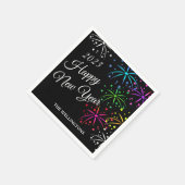 Frohes neues Jahr bunte Feuerwerk Skript-Magnet Serviette (Ecke)