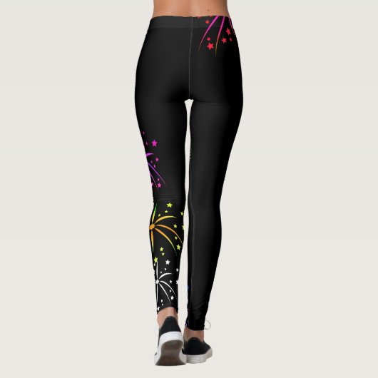 Frohes neues Jahr buntes Feuerwerk Skript Leggings (Rückseite)