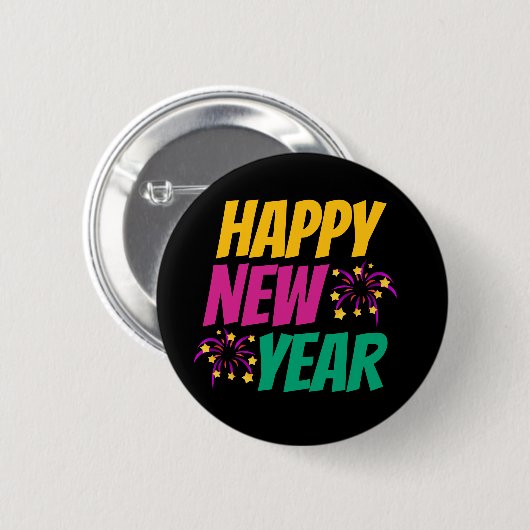 Frohes Neues Jahr Button (Vorne & Hinten)