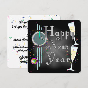 FROHES NEUES JAHR! Champagner Countdown Einladung