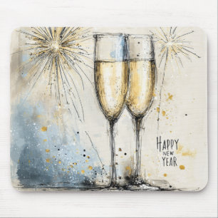 Frohes Neues Jahr Champagner Toast Mousepad
