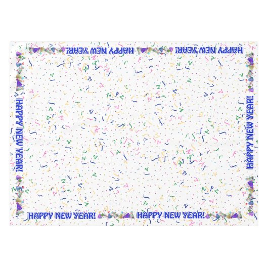 Frohes Neues Jahr - Confetti und Party Hats Tischdecke (Vorderseite (Horizontal))