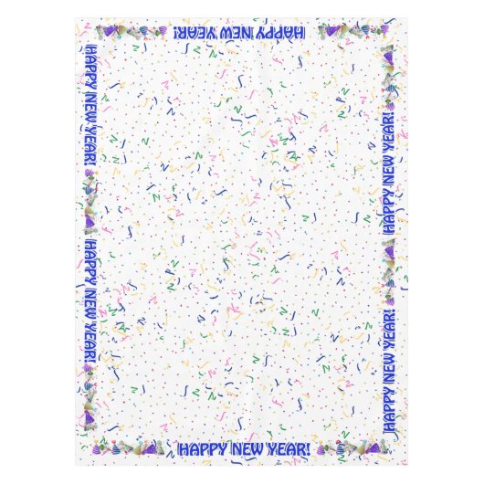 Frohes Neues Jahr - Confetti und Party Hats Tischdecke (Vorderseite)
