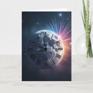 Frohes neues Jahr Cosmic Clock Card Karte