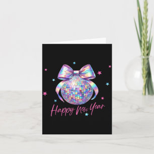 Frohes neues Jahr Cute Nk Disco Ball Bow Silvester Dankeskarte