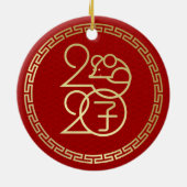 Frohes neues Jahr der Ratte - 2020 - Geometric Keramik Ornament (Hinten)