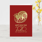 Frohes neues Jahr der Ratte - 2020 Karte (Gelbe Blume)