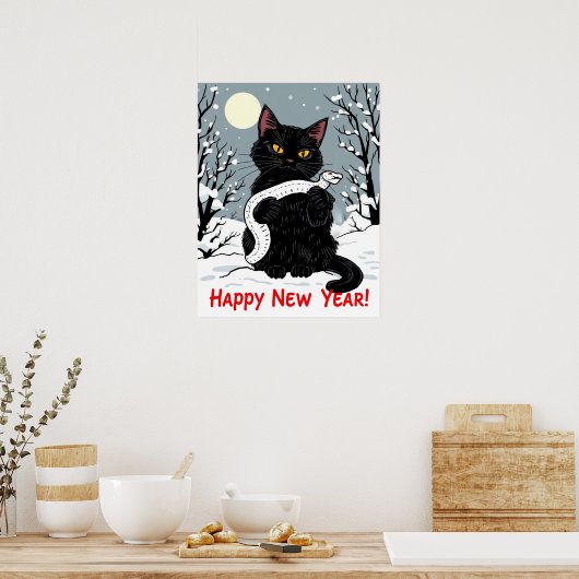 Frohes neues Jahr der Schlange Poster (Küche)