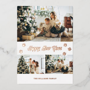Frohes neues Jahr Elegante Rose Gold Foto Folien Feiertagskarte