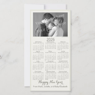 Frohes Neues Jahr Eleganter Kalender 2026 Ihr Foto Feiertagskarte