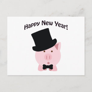 Frohes Neues Jahr! Elegantes Schwein Feiertagspostkarte