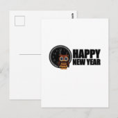 Frohes neues Jahr - Eule Postkarte (Vorne/Hinten)