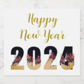 Frohes neues Jahr Eva 2024 Steigend von 2023 Schaumweinetikett (Einzelnes Label)