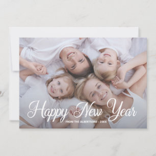Frohes Neues Jahr Familienfoto Minimalistische wei Feiertagskarte
