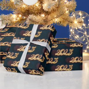 Frohes neues Jahr Feuerwerk 2025 Geschenkpapier