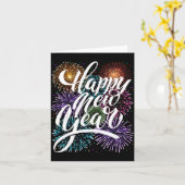 Frohes neues Jahr Feuerwerk Familie Passende Männe Karte (Gelbe Blume)