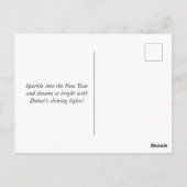 Frohes neues Jahr Feuerwerk über Dubais Skyline Postkarte (Rückseite)