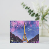 Frohes neues Jahr Feuerwerk vom Eiffelturm Paris Postkarte (Stehend Vorderseite)