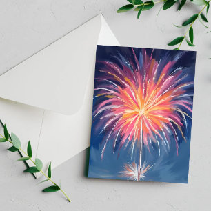 Frohes Neues Jahr Feuerwerk   Wasserfarbe Feiertagskarte