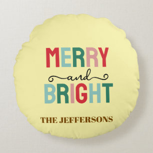 Frohes neues Jahr Frohe Weihnachten Familie Rundes Kissen