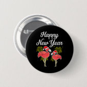 Frohes neues Jahr für Flamingo Lover Neujahr Button (Vorne & Hinten)