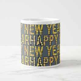 Frohes Neues Jahr Gelb-Gld  Jumbo-Tasse