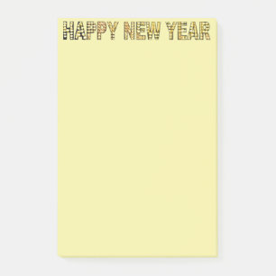 Frohes-Neues-Jahr-Gelb-Gld Post-it Klebezettel