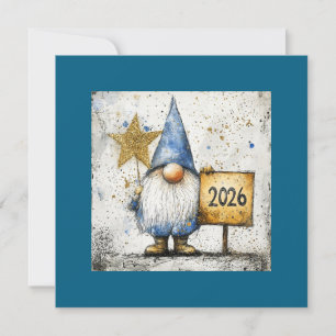 Frohes neues Jahr Gnom, 2026, Feiertagskarte