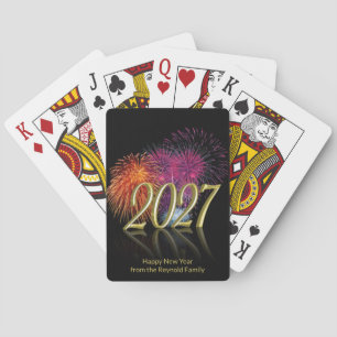 Frohes neues Jahr Gold 2027 Feuerwerk Spielkarten