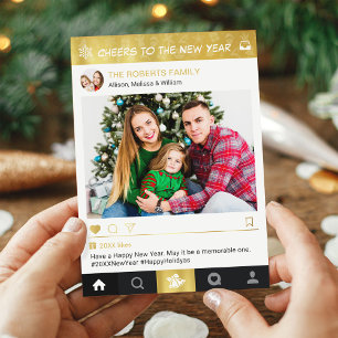 Frohes neues Jahr Gold Instagram Rahmen Foto Feiertagskarte