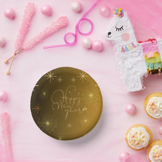 Frohes neues Jahr - Gold Paper Bowl Pappteller (Party)