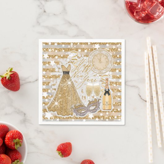 Frohes Neues Jahr Gold Serviette (Beispiel)