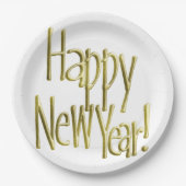 Frohes neues Jahr - Gold Text (Hintergrundfarbe hi Pappteller (Vorderseite)
